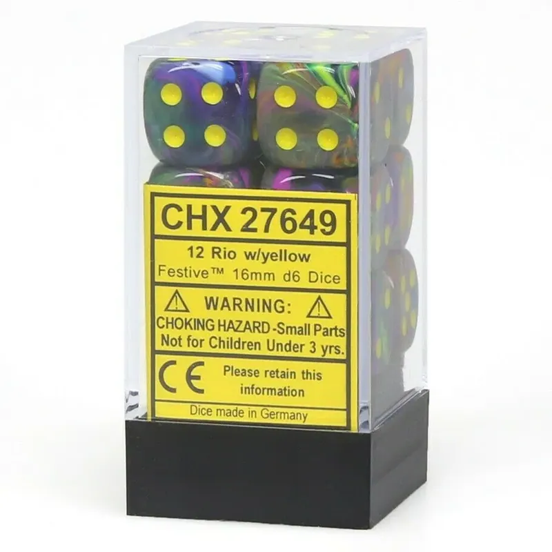 DADOS CHESSEX FESTIVE RIO/YELLOW D6 16MM