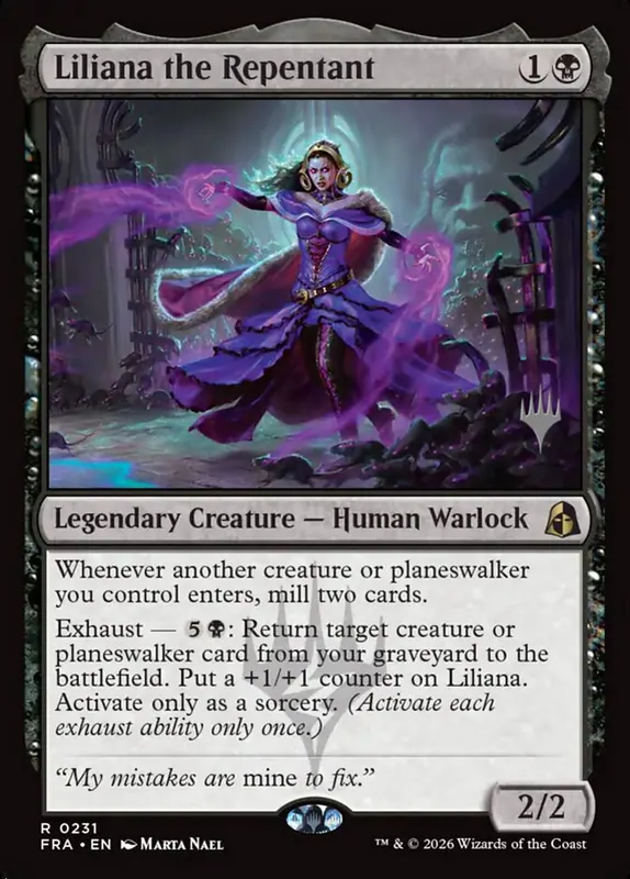 Liliana the Repentant [Reality Fracture Promos]