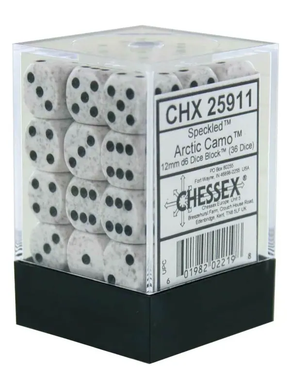DADOS CHESSEX 12MM D6 SPECKLED ARTIC CAMO