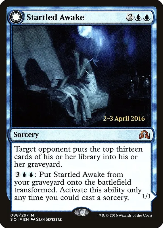 Startled Awake // Persistent Nightmare [Shadows over Innistrad Prerelease Promos] - Español