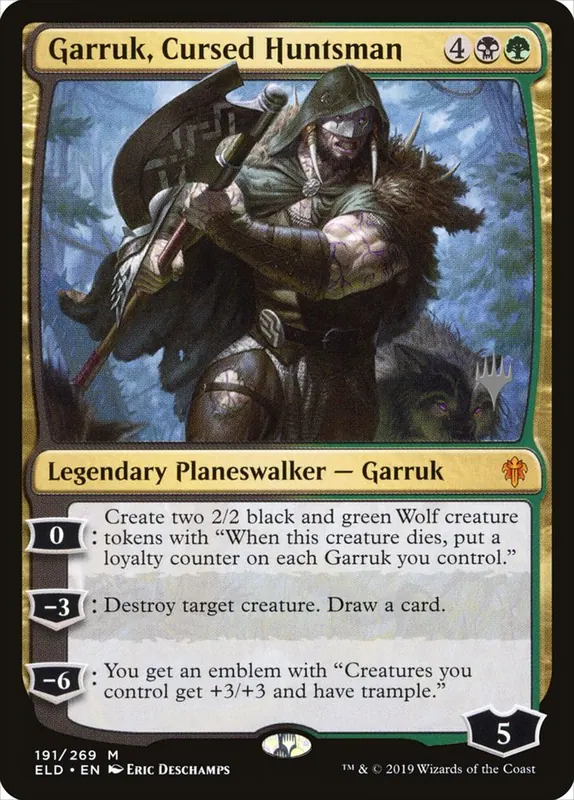 Garruk, Cursed Huntsman (Promo Pack) [Throne of Eldraine Promos] - Español
