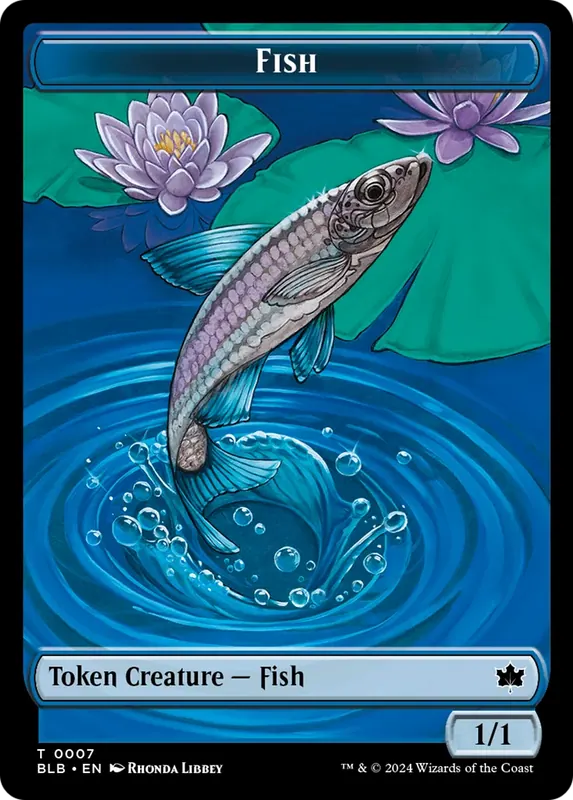 Fish // Iridescent Vinelasher Double-Sided Token [Bloomburrow Tokens]