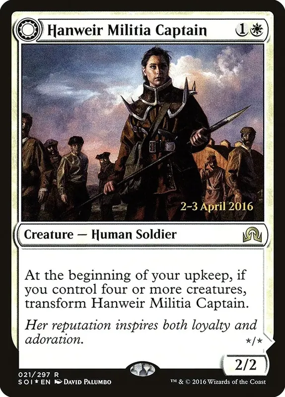 Hanweir Militia Captain // Westvale Cult Leader [Shadows over Innistrad Prerelease Promos] - Español