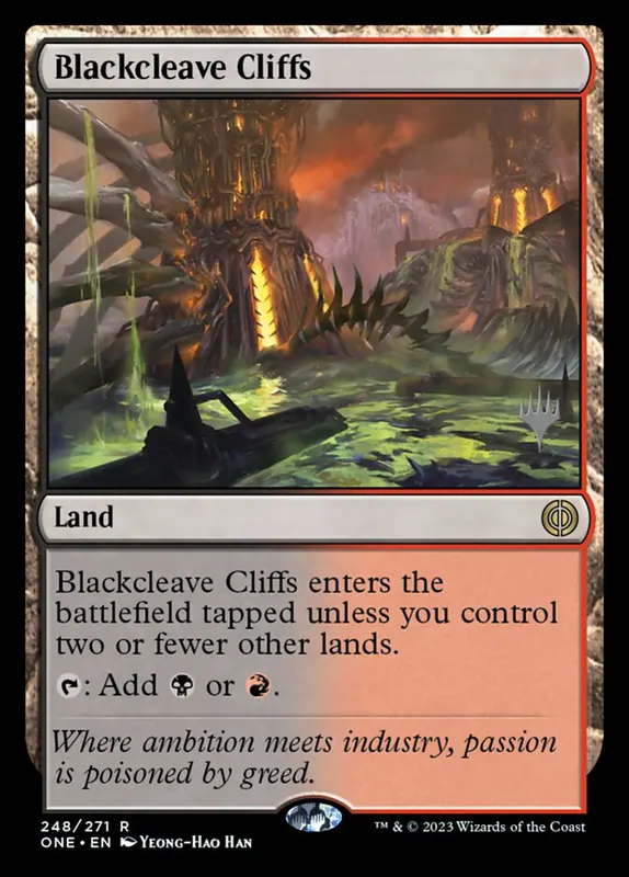 Blackcleave Cliffs [Phyrexia: All Will Be One Promos] - Español