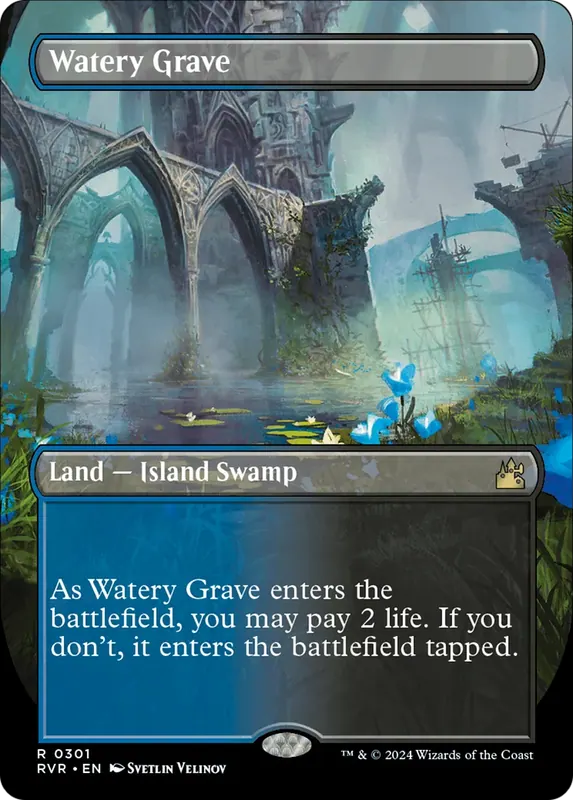 Watery Grave (Borderless) [Ravnica Remastered]