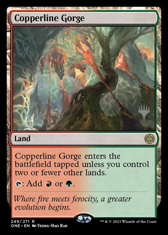 Copperline Gorge [Phyrexia: All Will Be One Promos] - Español