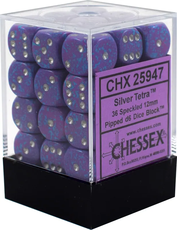 DADOS CHESSEX 12MM D6 SPECKLED SILVER TETRA