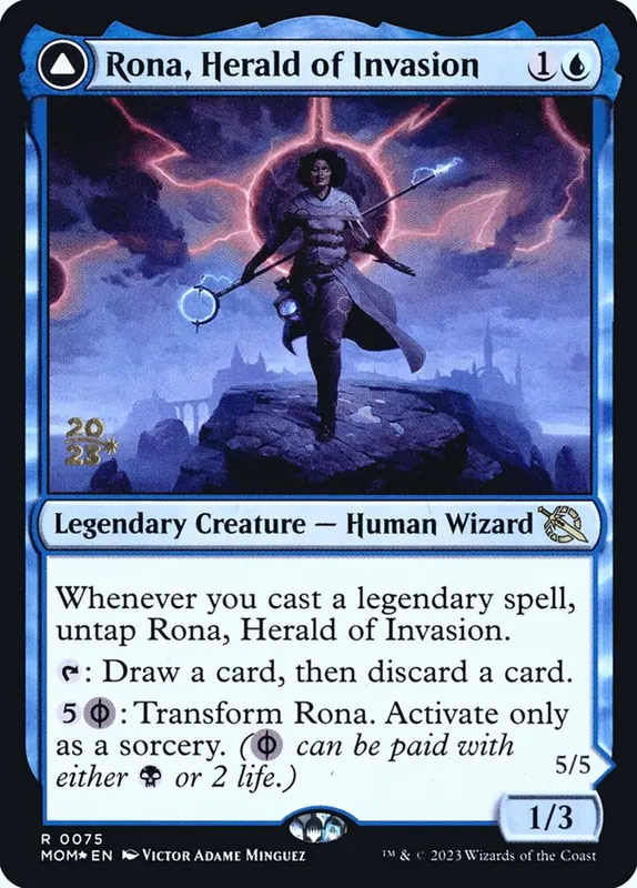 Rona, Herald of Invasion // Rona, Tolarian Obliterator [March of the Machine Promos]