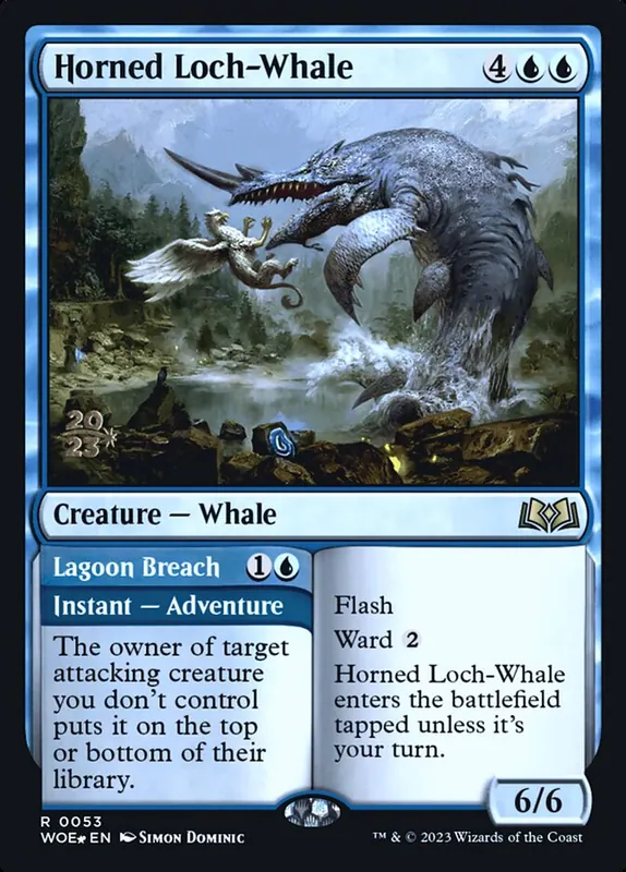 Horned Loch-Whale // Lagoon Breach [Wilds of Eldraine Promos]